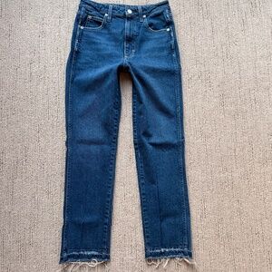 AMO Denim High-Rise Chloe Crop Raw Hem Jeans Sz 26/27 NEW Sample $285